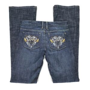 Bebe | Vintage Y2K Rhinestone Love Logo Bootcut Flare Jeans | 26 Low Rise USA